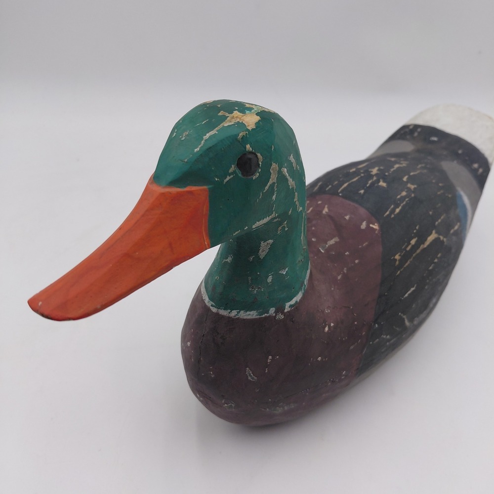 World Bazaars Wooden Mallard Duck Decoy Distressed Hand Painted Cabin  Nature